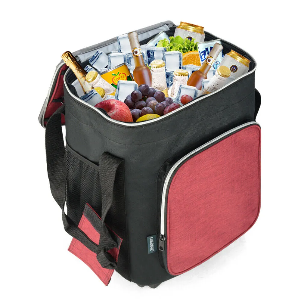 36L Wheeled Foldable Rolling Cooler Bag - Red