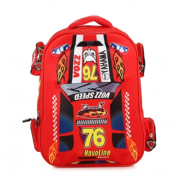 4 Wheel Design School Backpack- Red