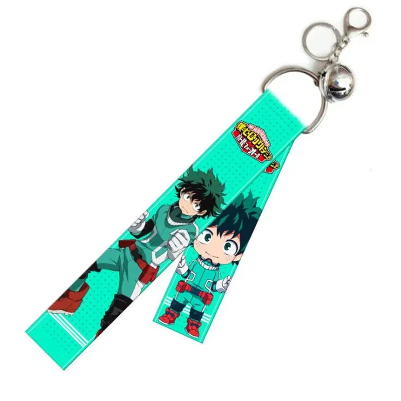 Anime Attack On Titan My Hero Academia Lanyard Hanging Keychain Cartoon Ribbon Streamer Bags Pendant Key Ring Conan Key Chain