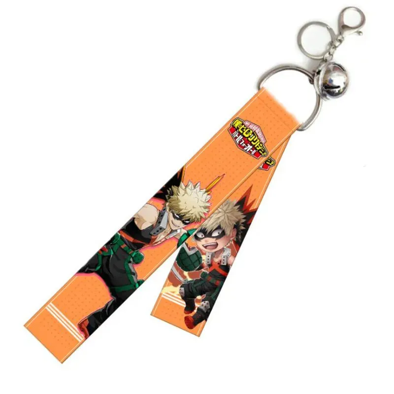 Anime Attack On Titan My Hero Academia Lanyard Hanging Keychain Cartoon Ribbon Streamer Bags Pendant Key Ring Conan Key Chain