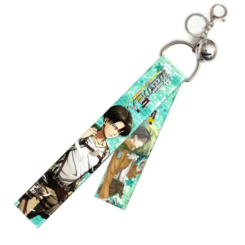 Anime Attack On Titan My Hero Academia Lanyard Hanging Keychain Cartoon Ribbon Streamer Bags Pendant Key Ring Conan Key Chain