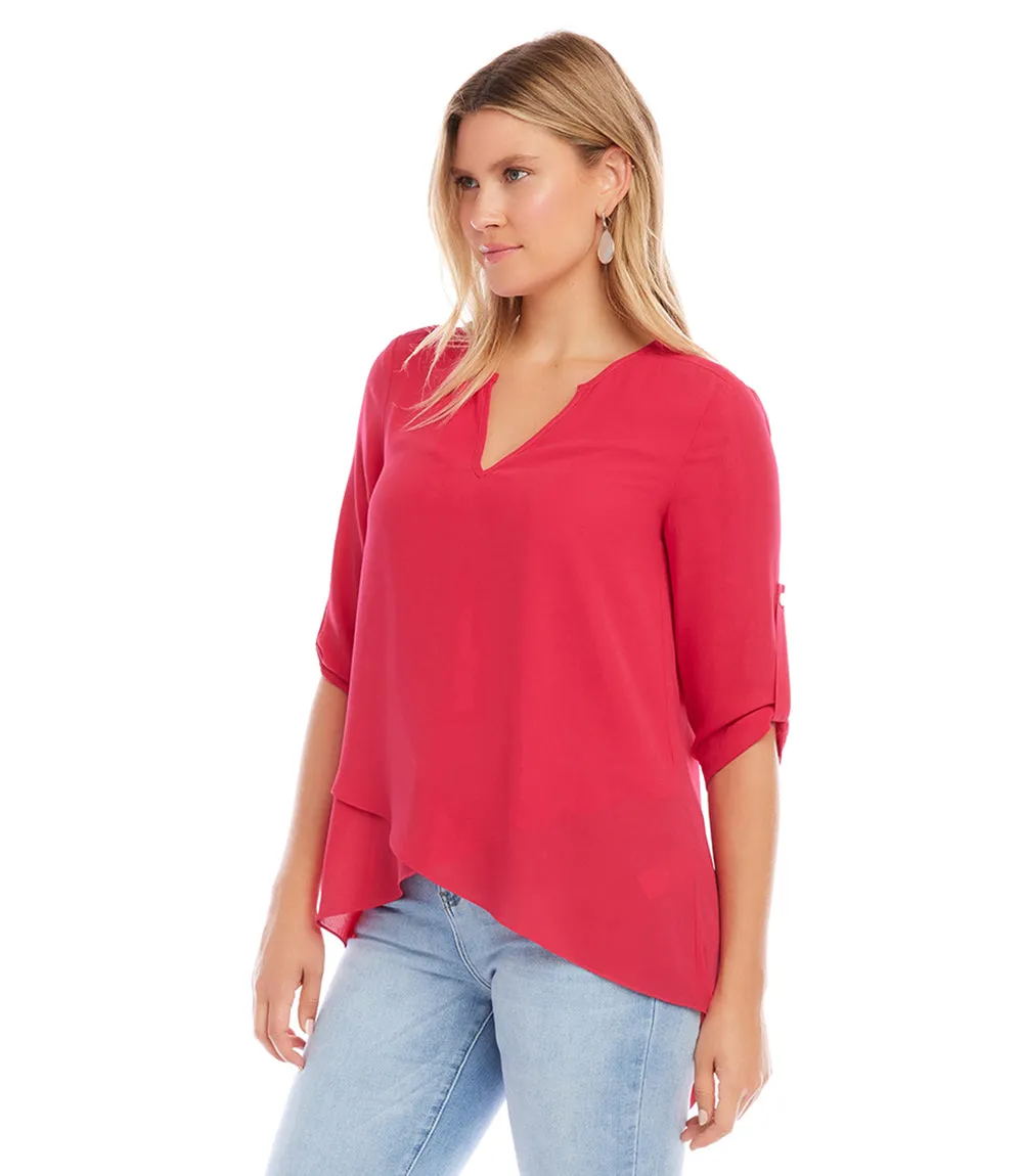 Asymmetric Hem Wrap Top