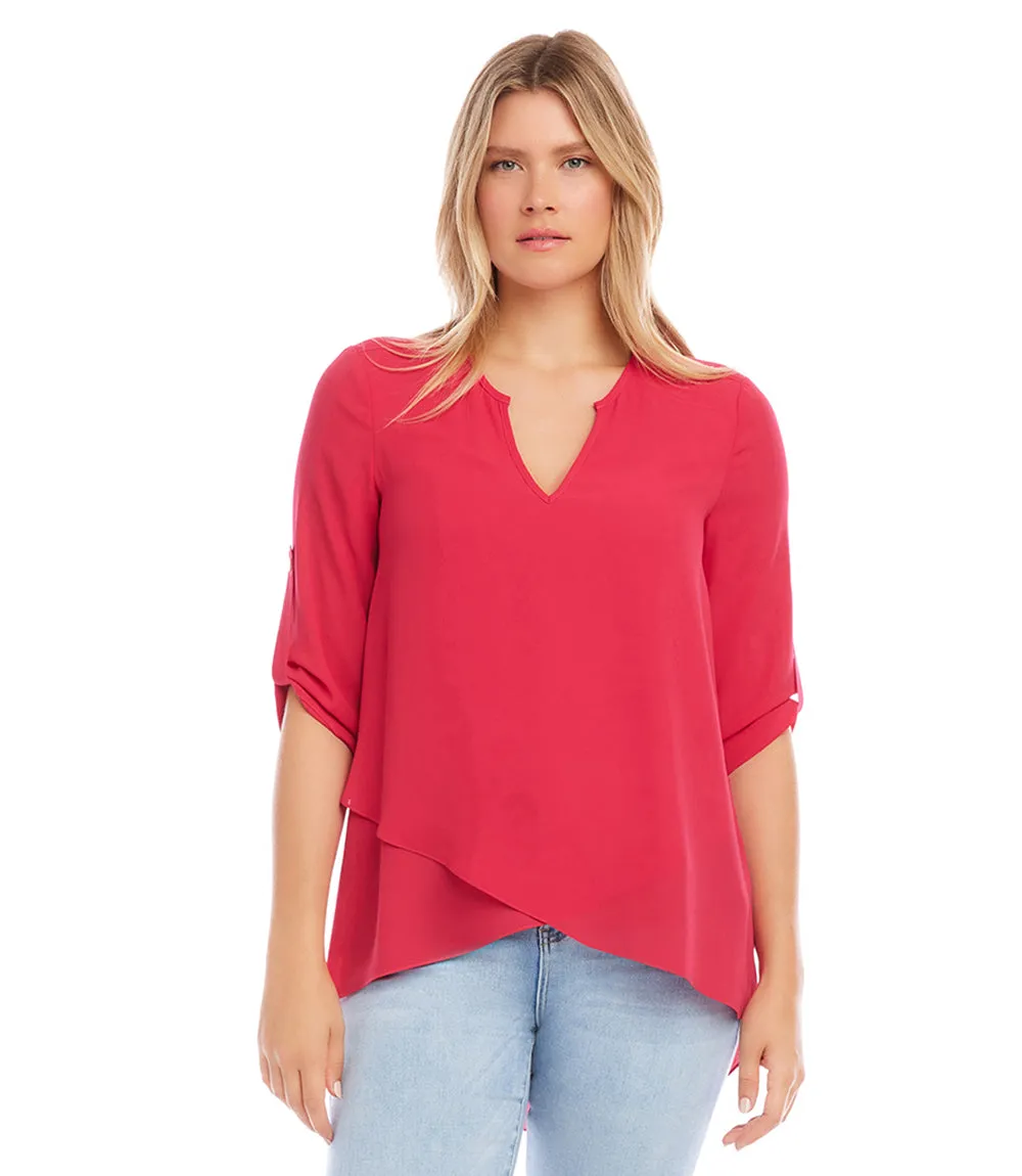 Asymmetric Hem Wrap Top