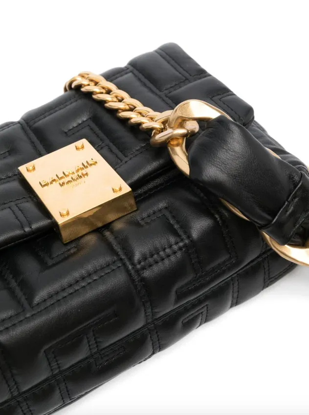 Balmain 1945 soft mini bag in quilted leather