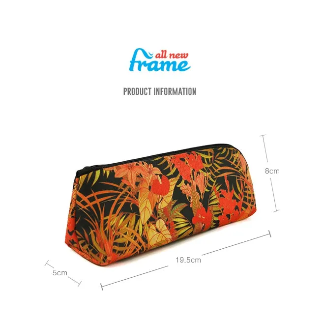 Black Orange Tropical Floral Flower Graphic Pencil Cases Stationery Zipper School 19cm Office organizers cosmetic pouches Gifts Bags Purses