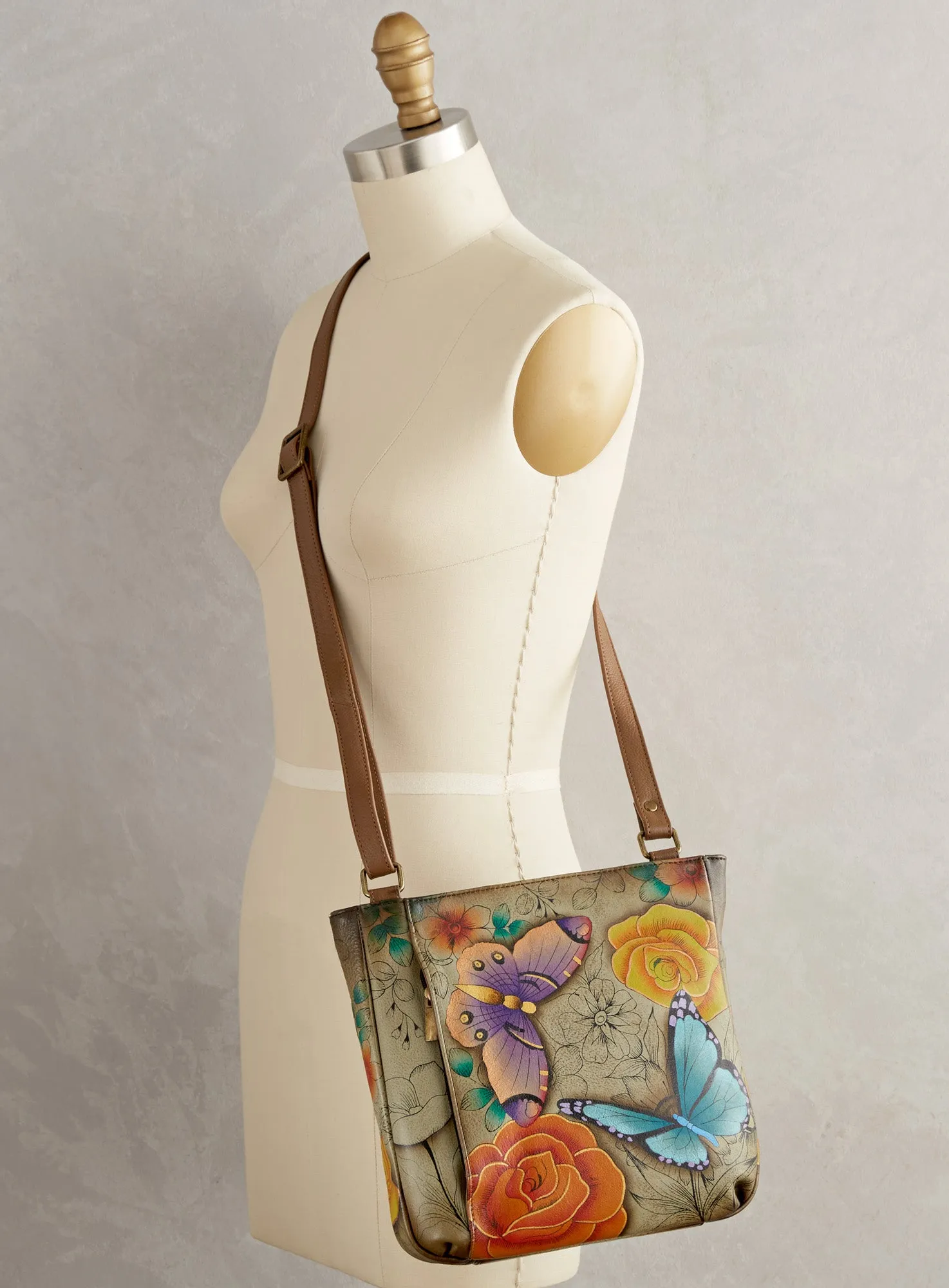 Butterfly Sketchbook Hand-painted Crossbody Tote