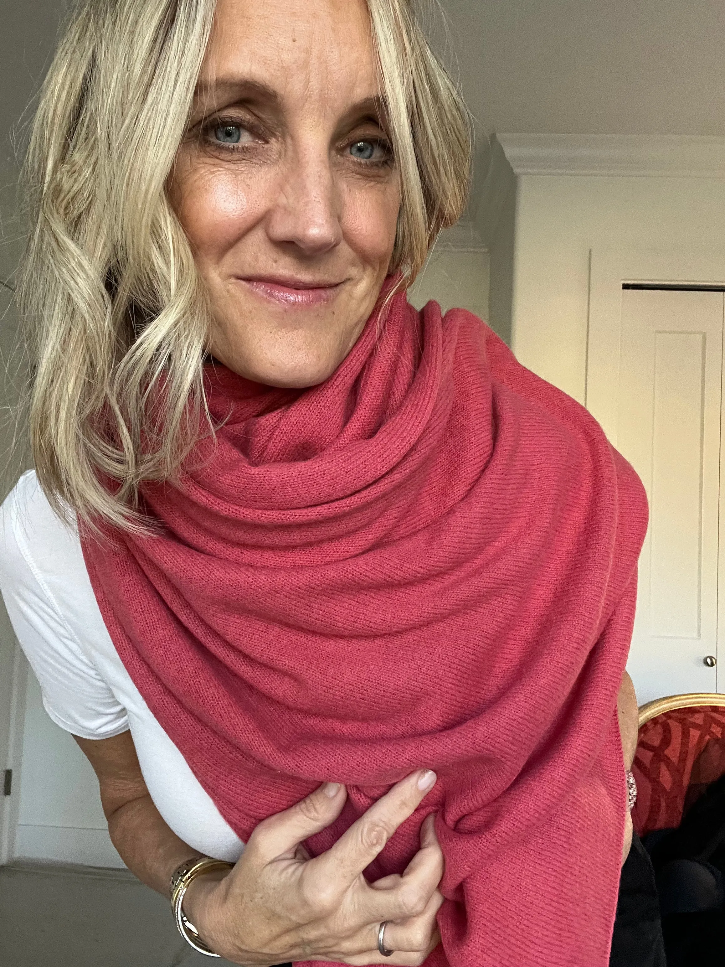 Cashmere Euro Wrap | Salmon