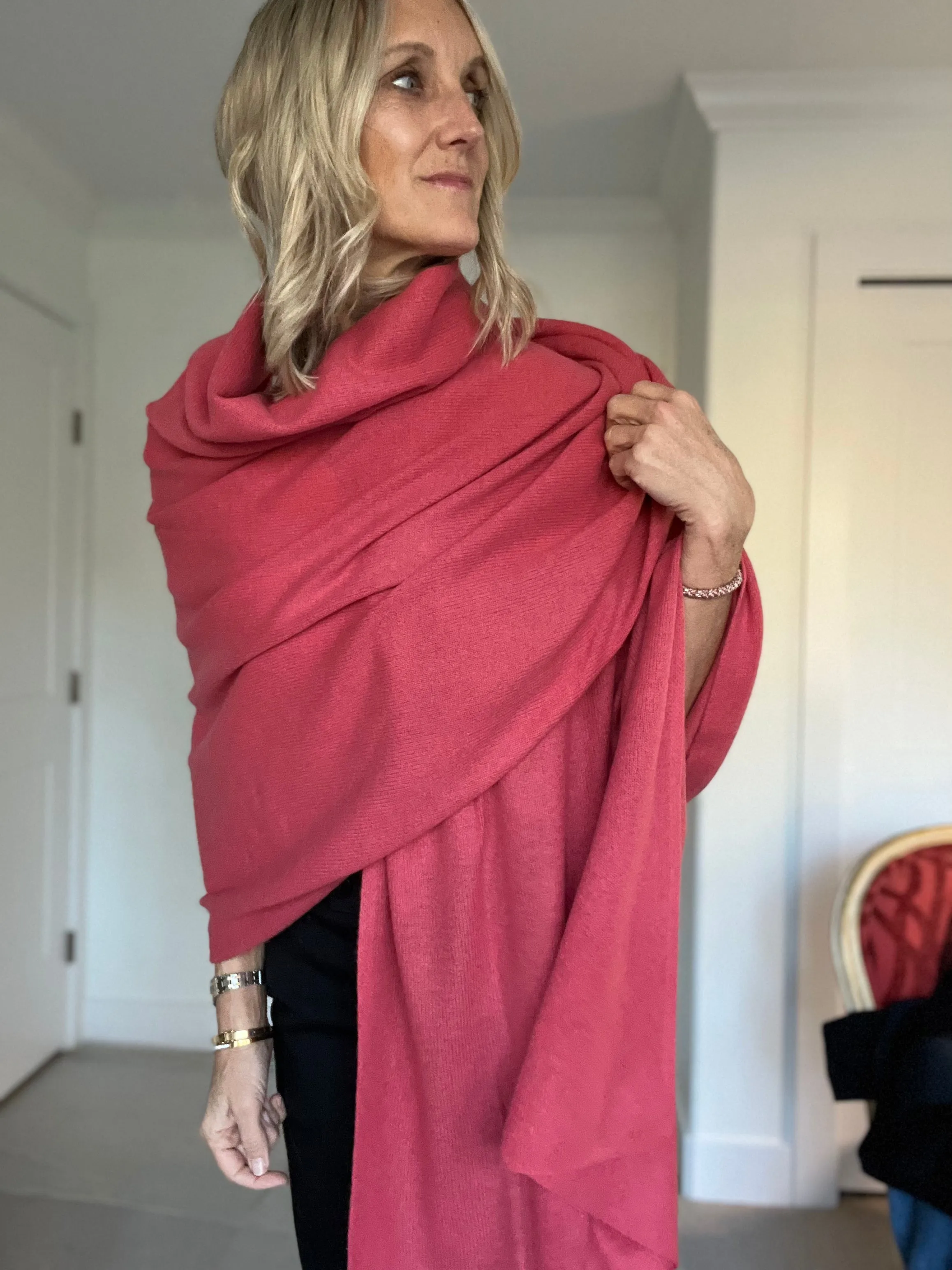 Cashmere Euro Wrap | Salmon