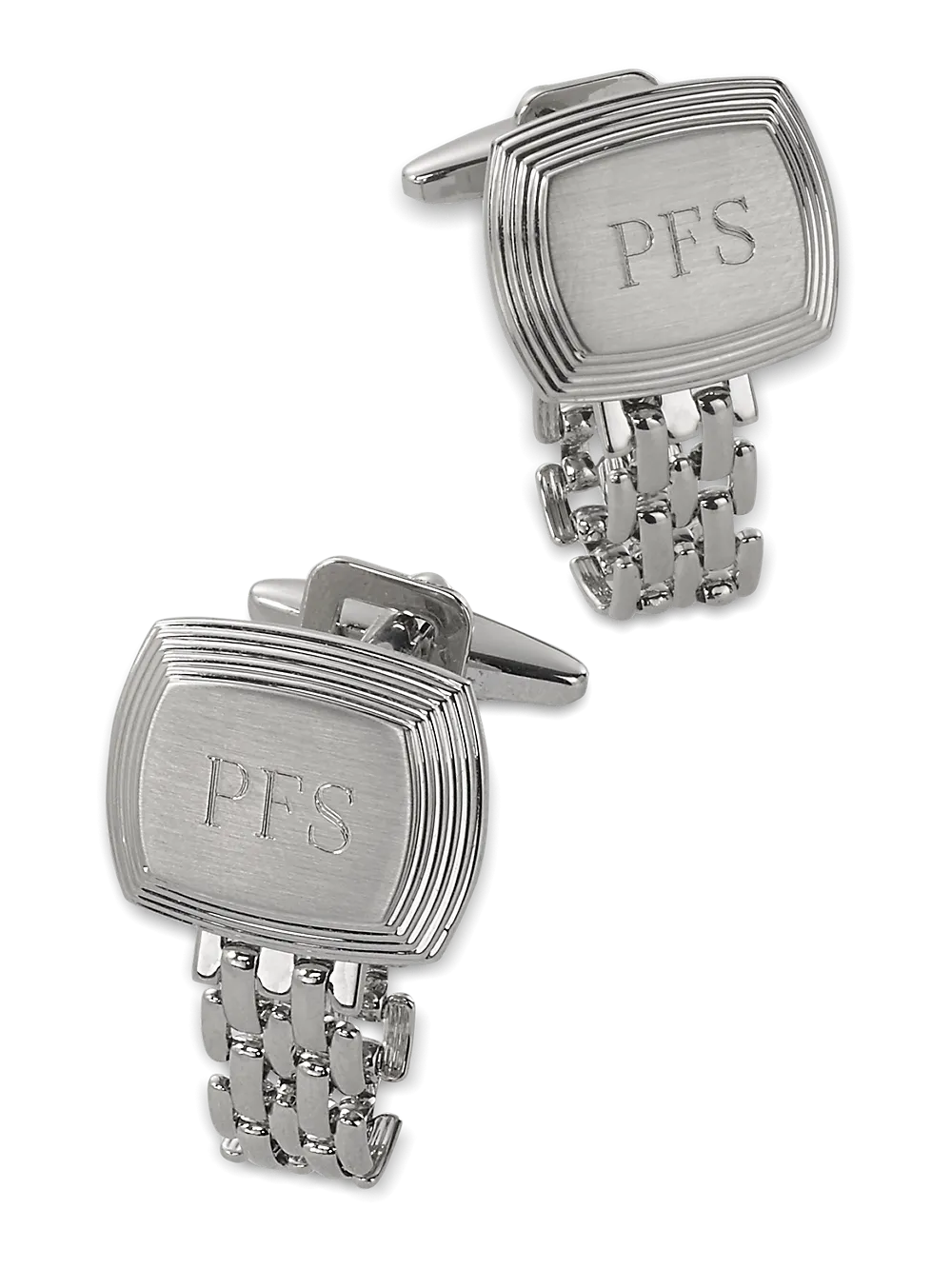 Chain Wrap Engravable Cufflinks - Silver