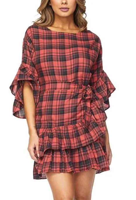 Checkers Wrap Dress