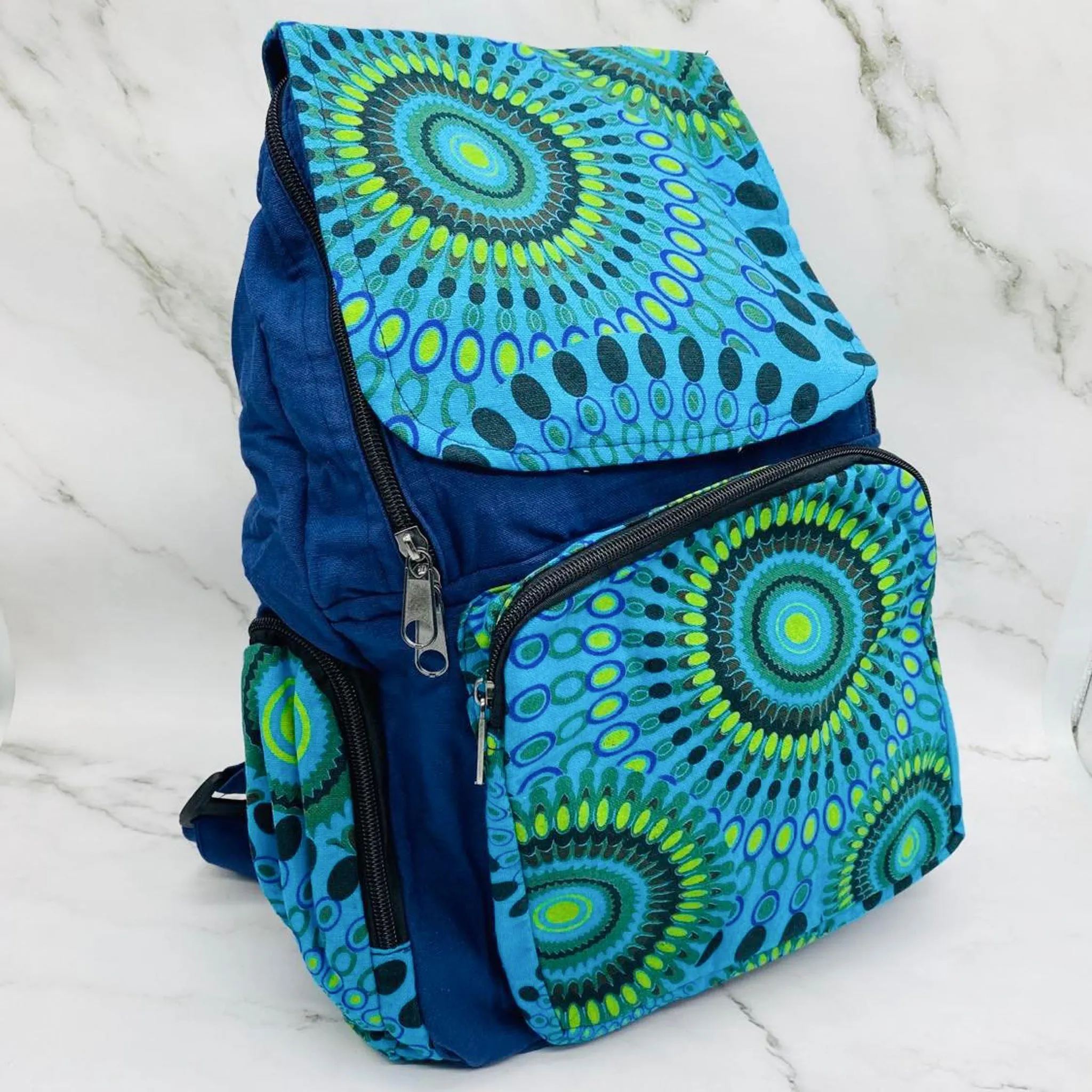 Cotton Back Pack, Handmade Unisex Back Pack, Multi Compartment Bags, Water Bottle Pockets, Travel Back Pack, Water Proof Back Pack