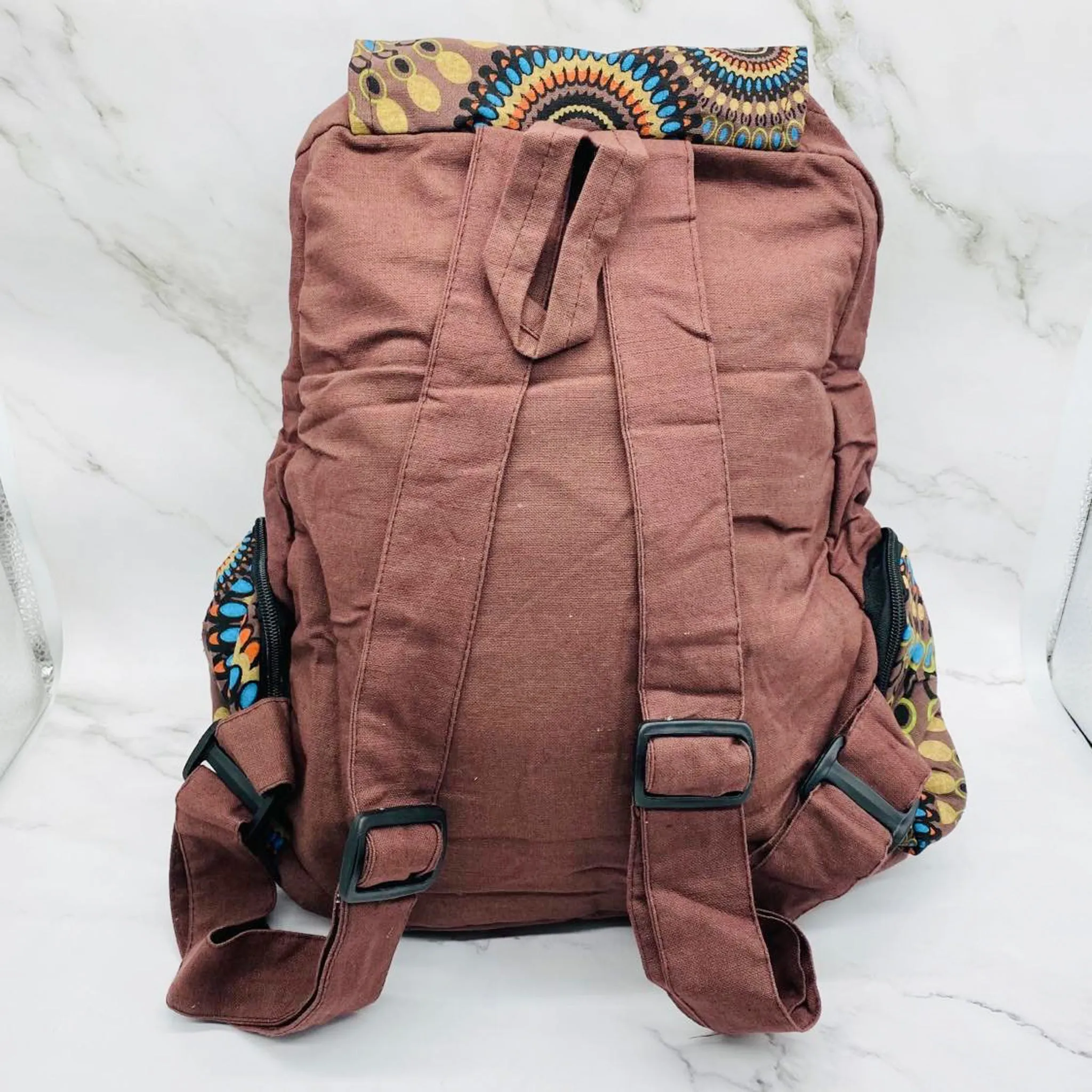 Cotton Back Pack, Handmade Unisex Back Pack, Multi Compartment Bags, Water Bottle Pockets, Travel Back Pack, Water Proof Back Pack