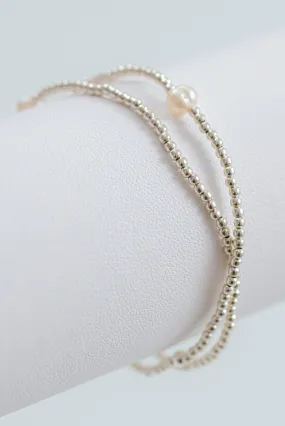 Double Wrap Pearl Bracelet | Silver