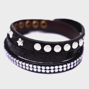 Fabucci Black Studded Wrap Bracelet