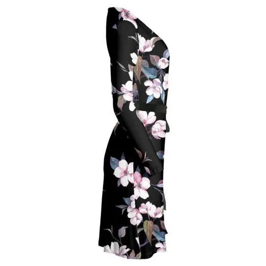 Floral Midnight Wrap Dress