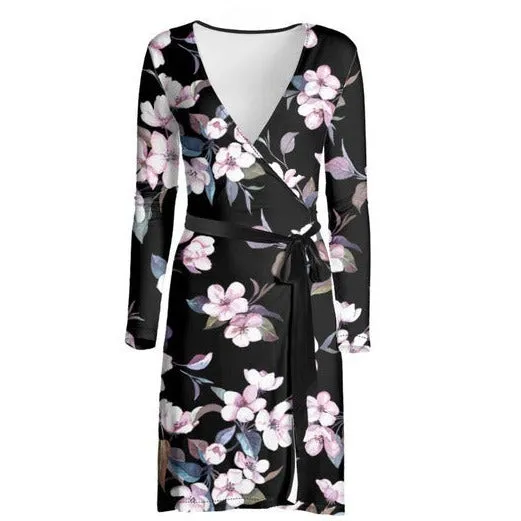 Floral Midnight Wrap Dress