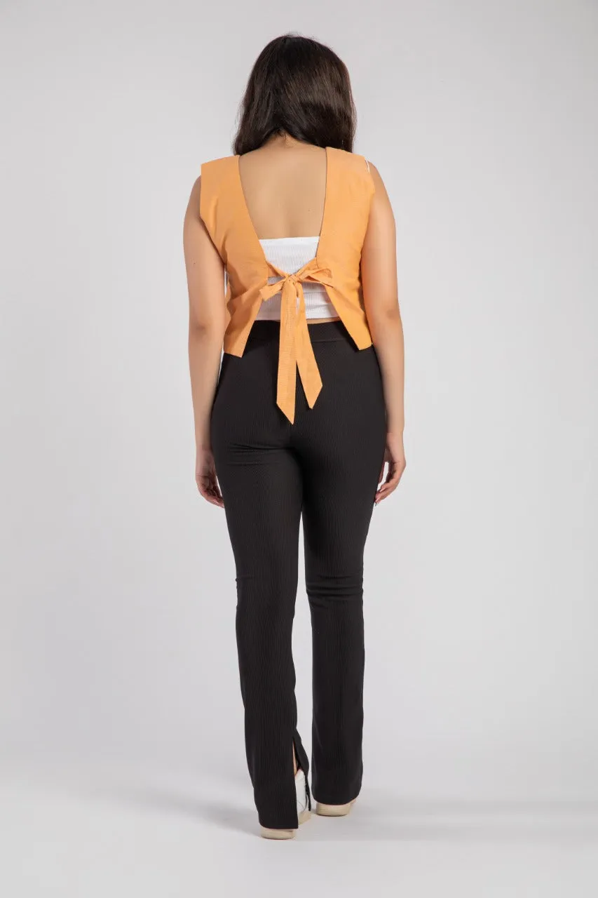 Iris Linen Wrap Top Orange