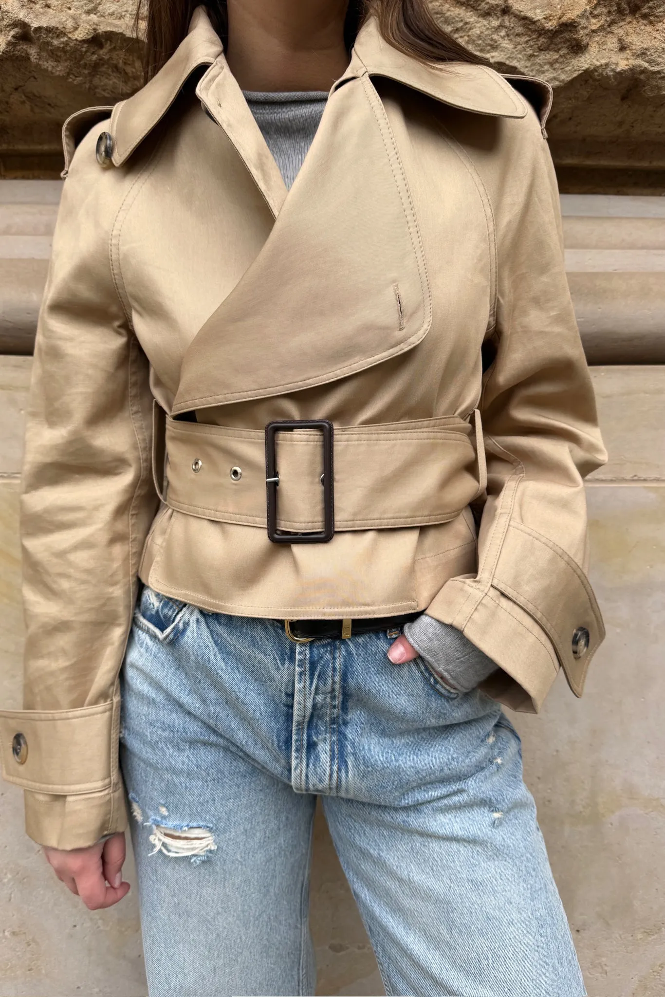 Jacke Wrap Front in Beige