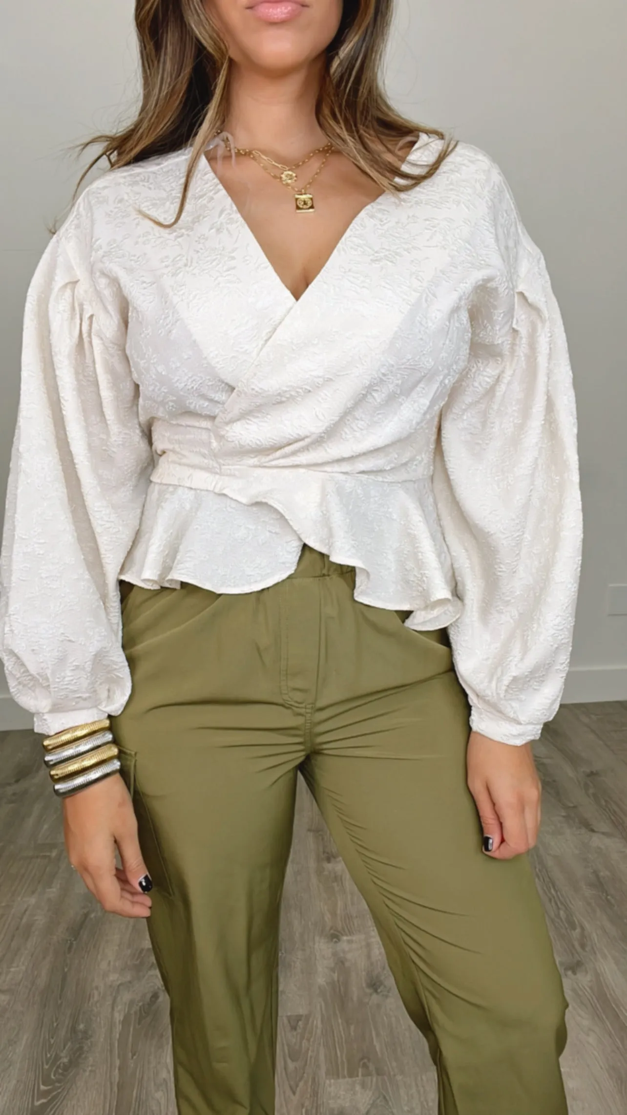 Kylie Wrap Cream Blouse