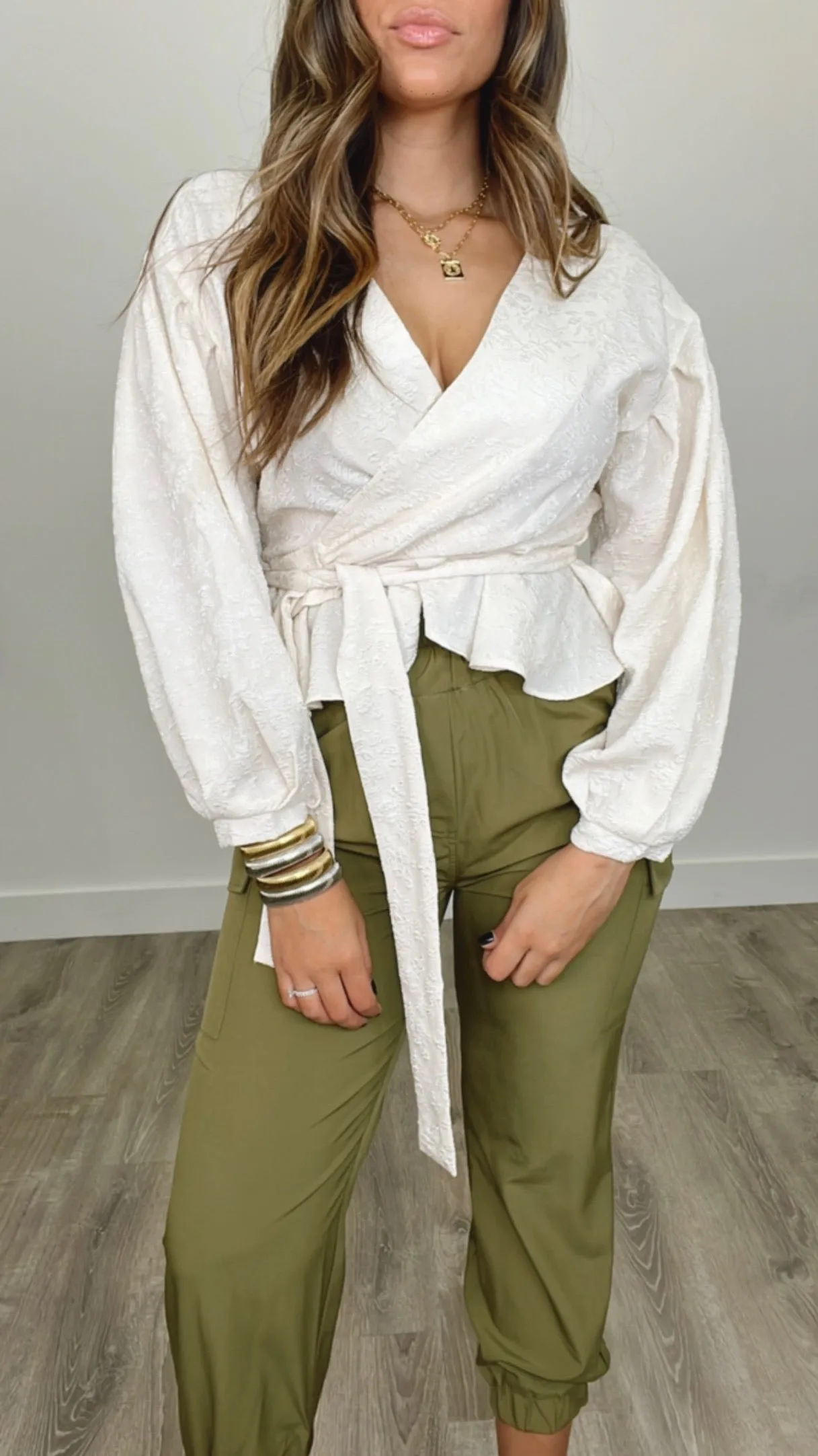 Kylie Wrap Cream Blouse