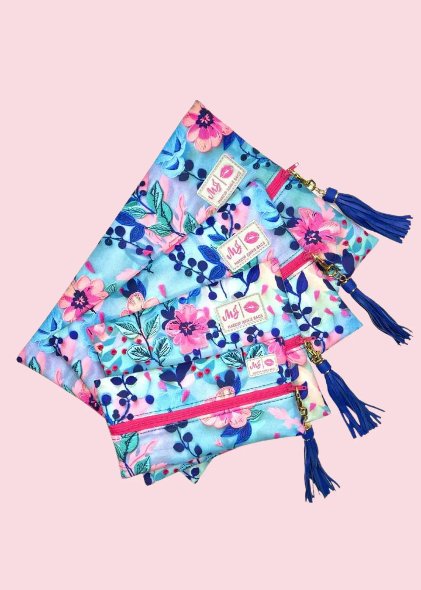 Makeup Junkie Bags - Blue Vine Flat Lay [Pre-Order]