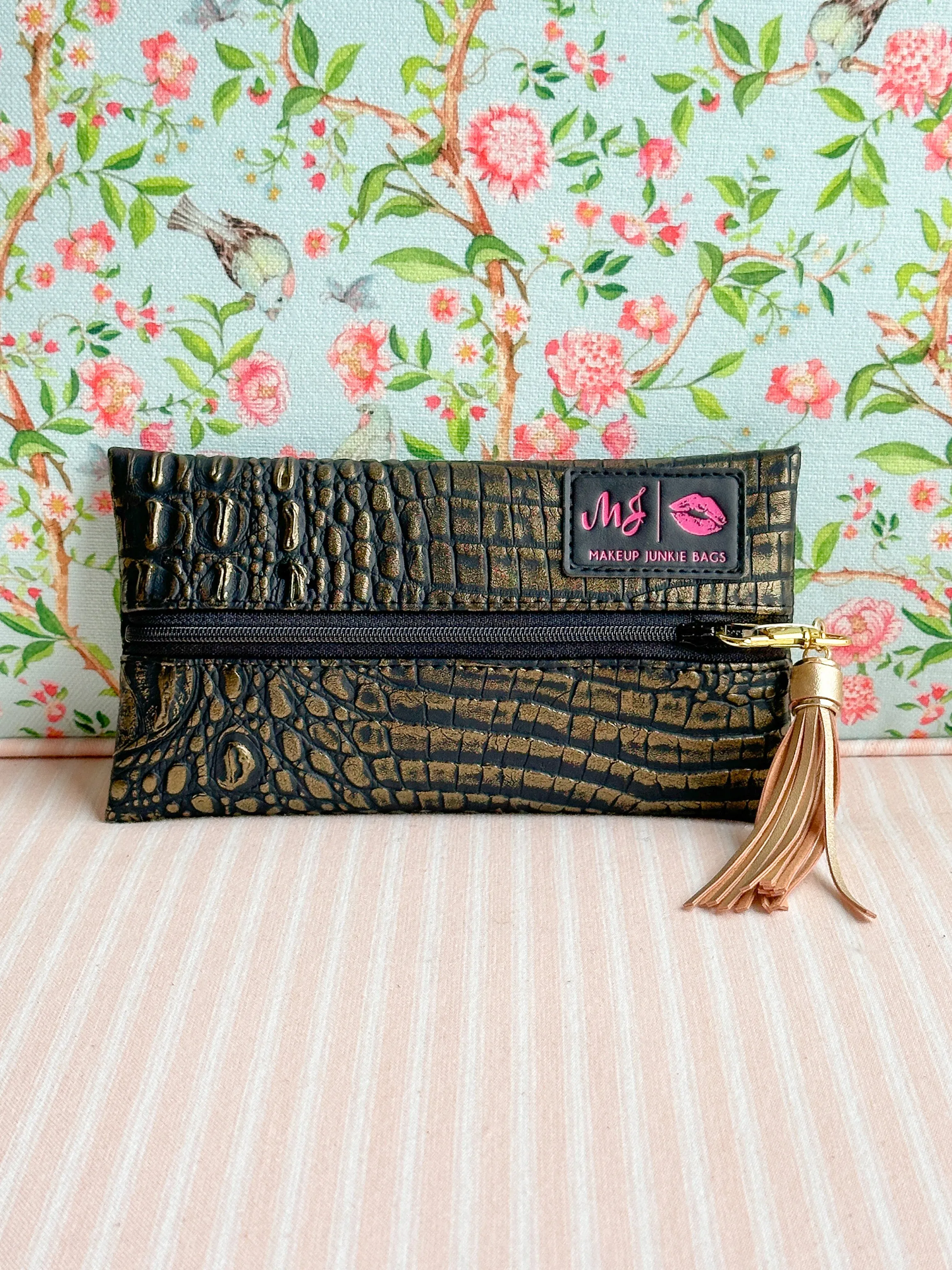 Makeup Junkie Bags - Gold Gator Mini [Ready to Ship]