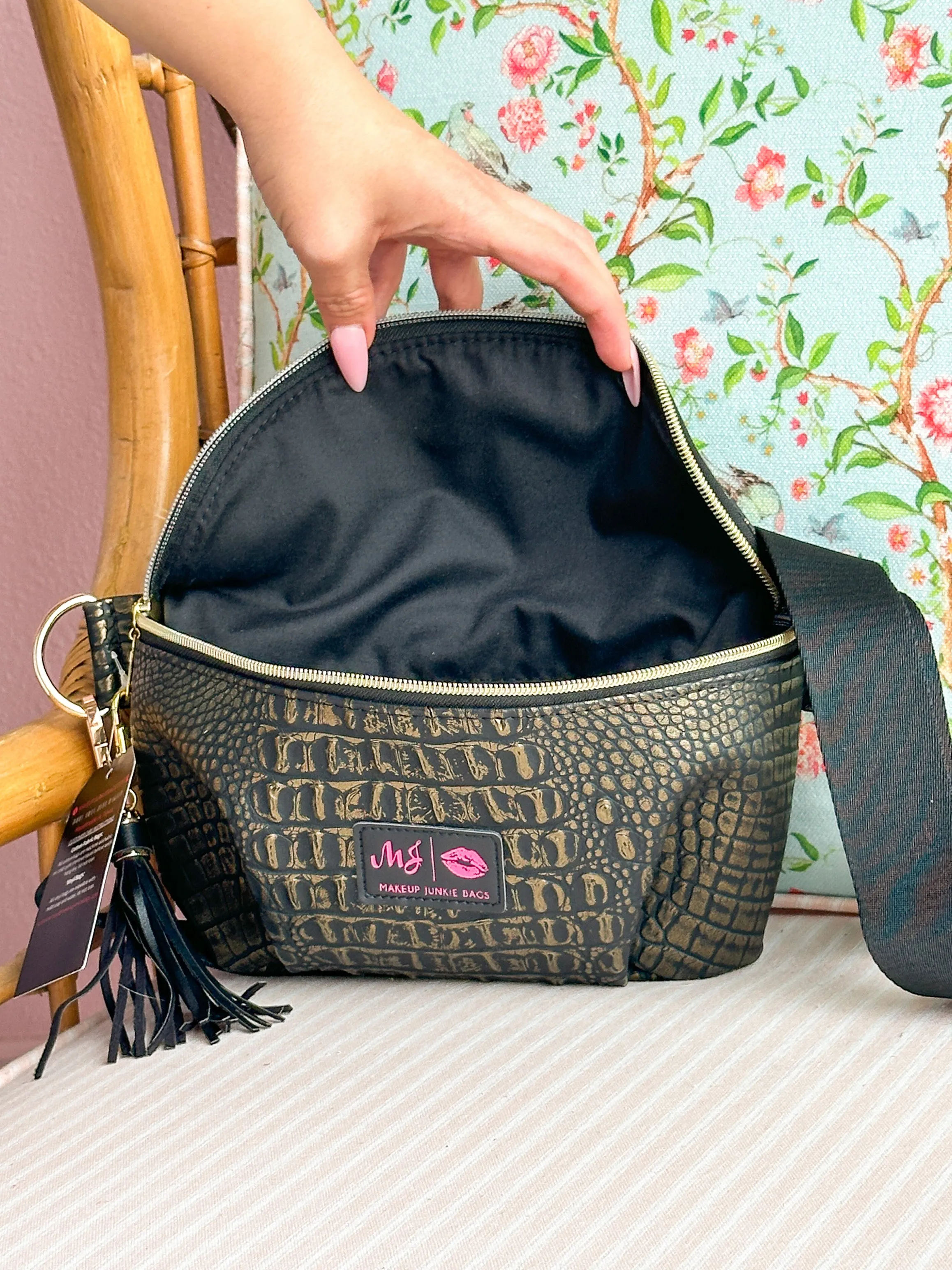 Makeup Junkie Bags -  Gold New Gator sidekick [Ready to Ship]