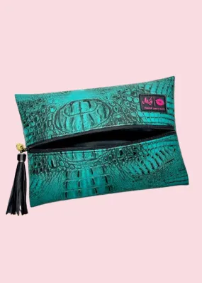 Makeup Junkie Bags - Ice Gator Antique Turquoise Flat Lay [Pre-Order]