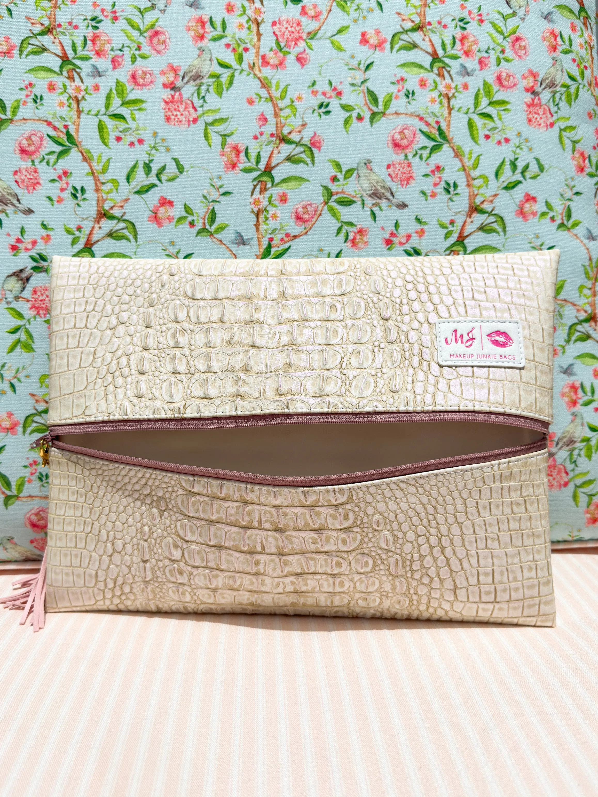 Makeup Junkie Bags - Ice Gator Blush Beauty Flat Lay [Ready to Ship]