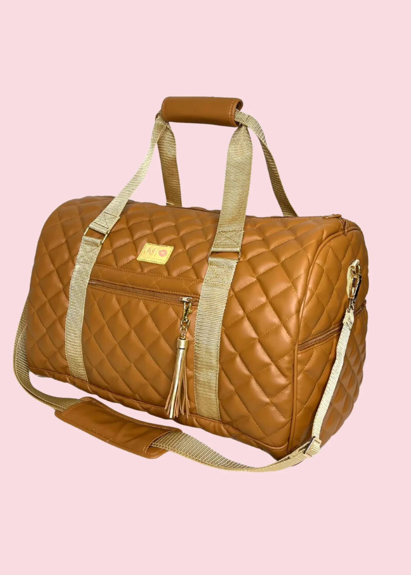 Makeup Junkie Bags - Luxe Cognac Quilted Duffel [Pre-Order]