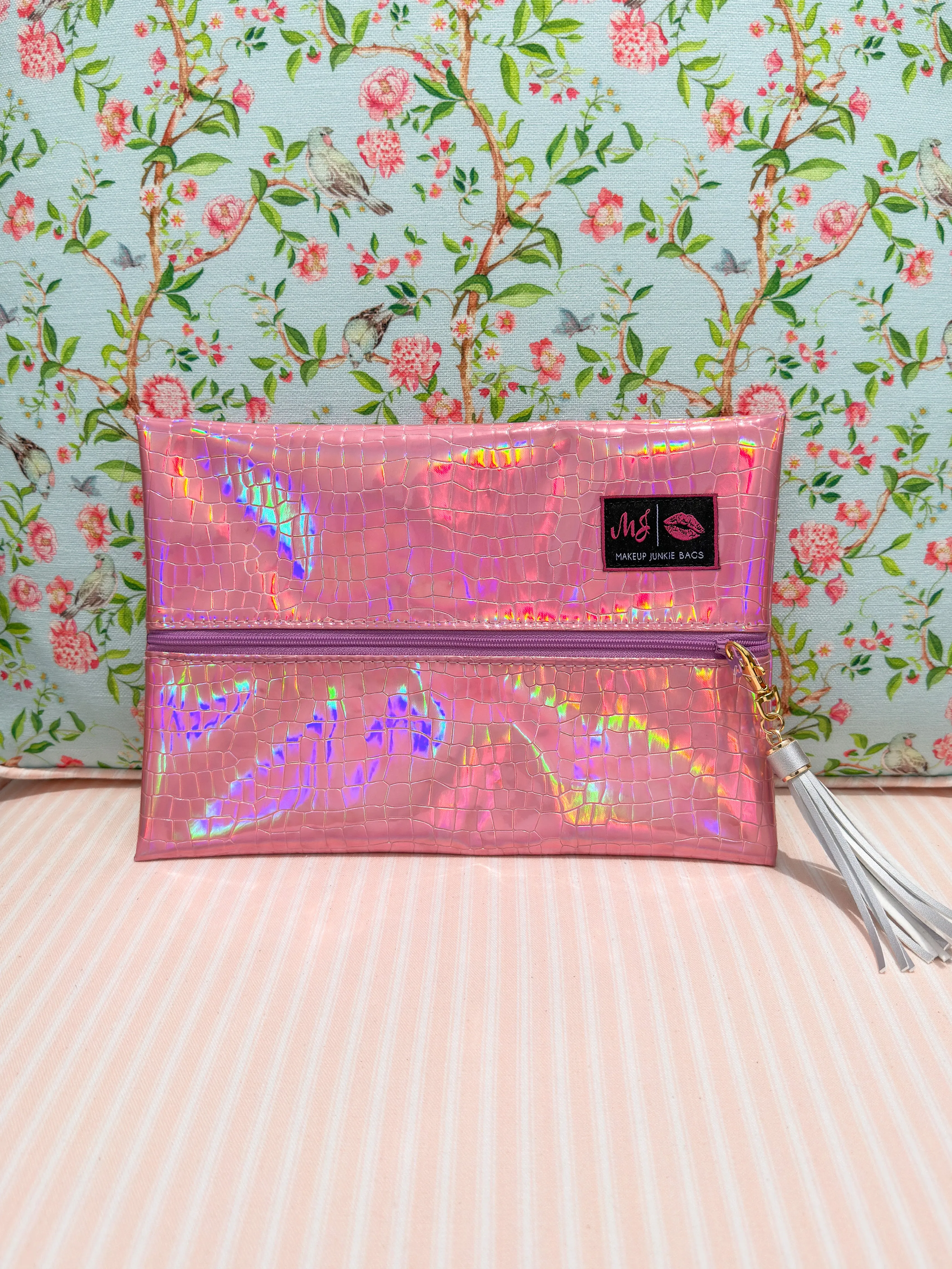 Makeup Junkie Bags - Pink Holographic Flatlay [Ready to Ship]