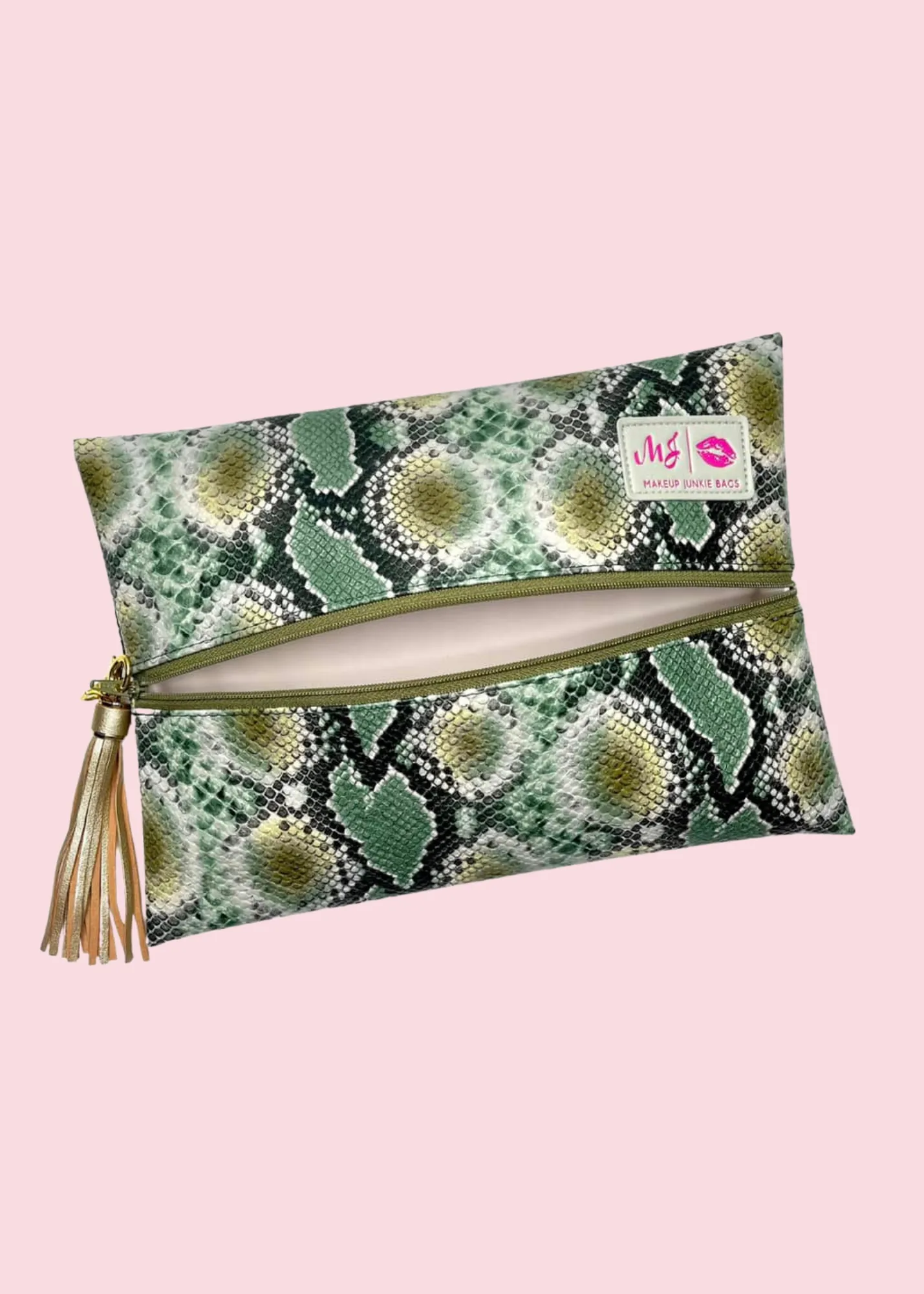 Makeup Junkie Bags - Sage Viper Flat Lay [Pre-Order]