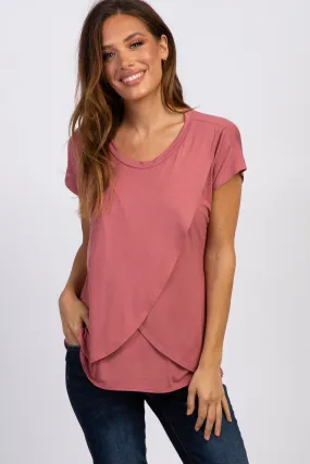 Mauve Layered Wrap Front Nursing Top