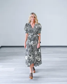 Midnight Floral Wrap Dress