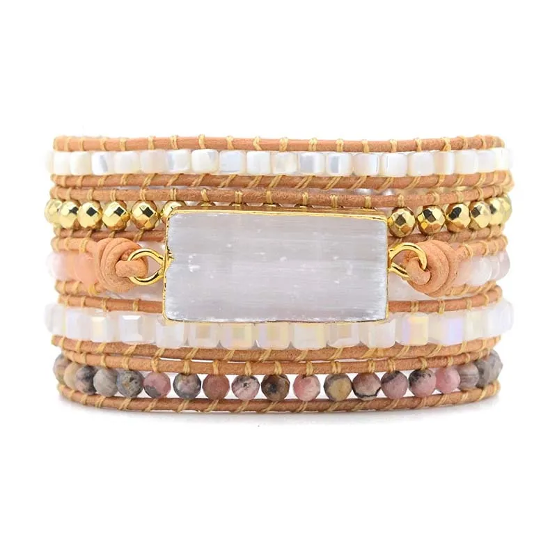 Moon Goddess Selenite Wrap Bracelet