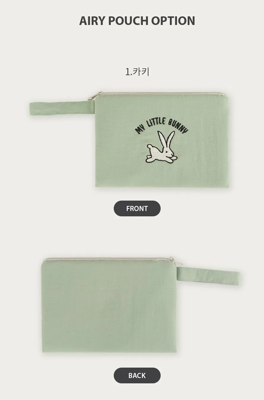 My Little Bunny Graphic Embroidery Airy Hand Strap Pouches Slim Pencil Cases Ultra Light Stationery School Office Cosmetics Bags Gifts Bags Purses Students Cute Teens Girls