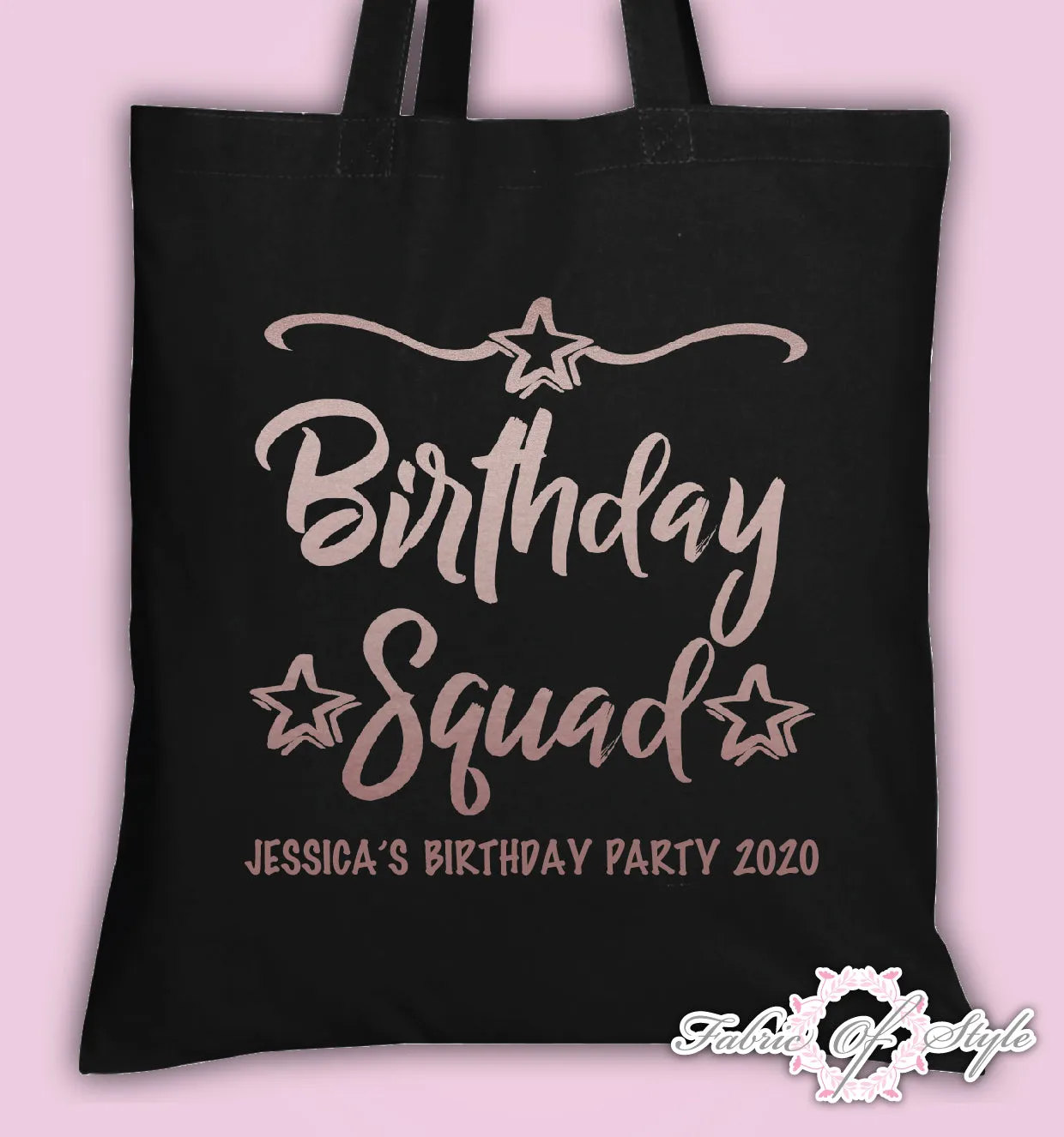 Personalised Birthday Girl Squad 18th 21st Personalised Tote Bags Rose Gold