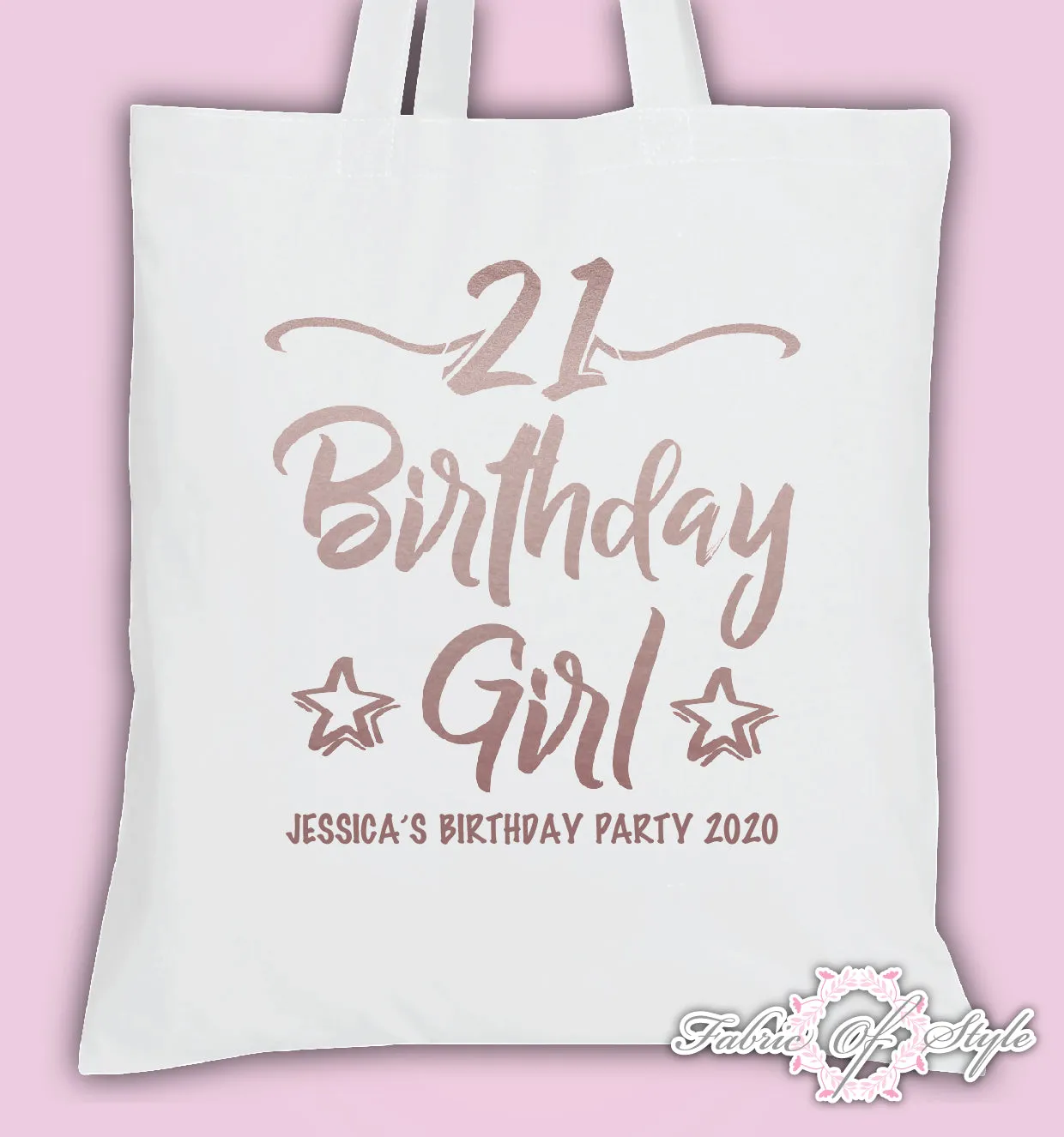 Personalised Birthday Girl Squad 18th 21st Personalised Tote Bags Rose Gold