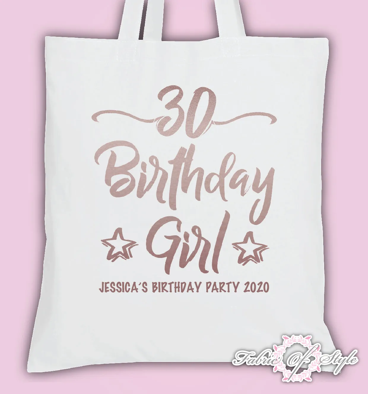 Personalised Birthday Girl Squad 18th 21st Personalised Tote Bags Rose Gold