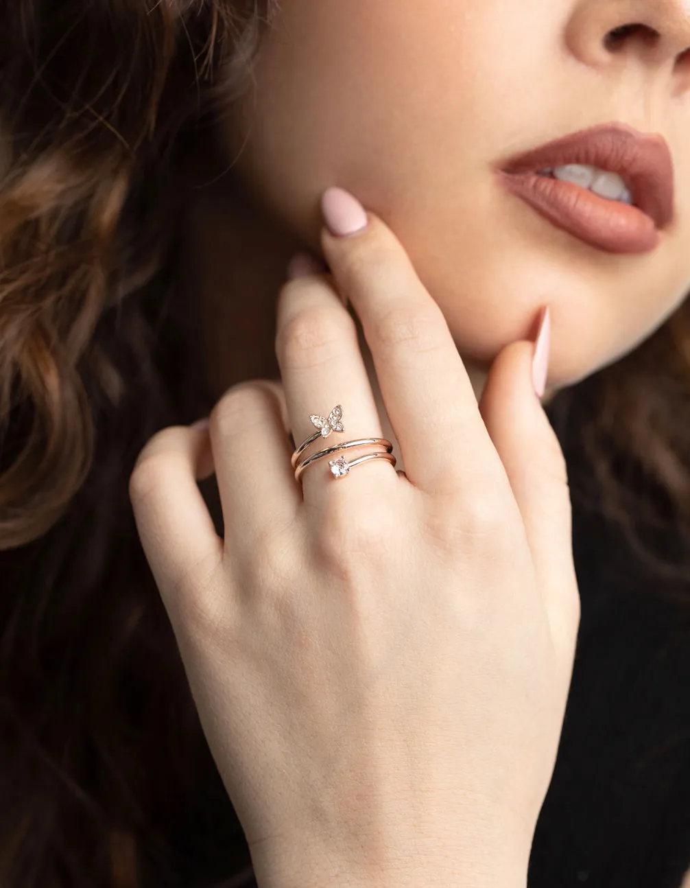 Rose Gold Butterfly Wrap Ring