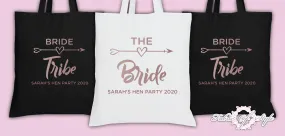 Rose Gold Hen Do Party Bride Tribe  Custom Personalised Ladies Tote Bags