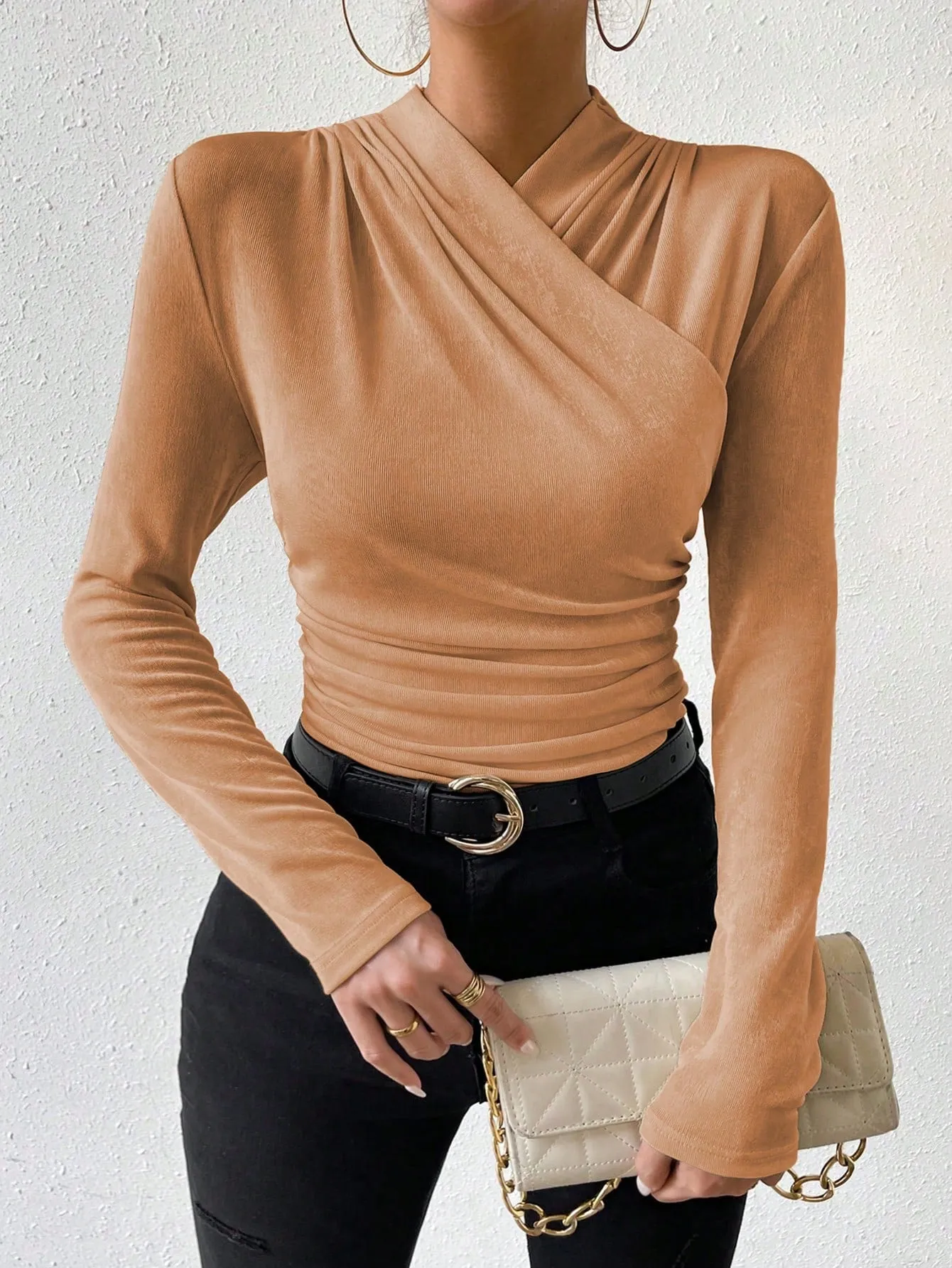 Ruched Side Wrap Top