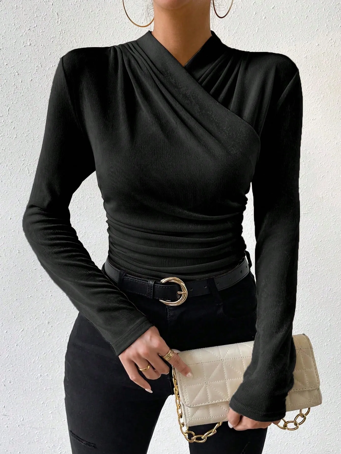 Ruched Side Wrap Top