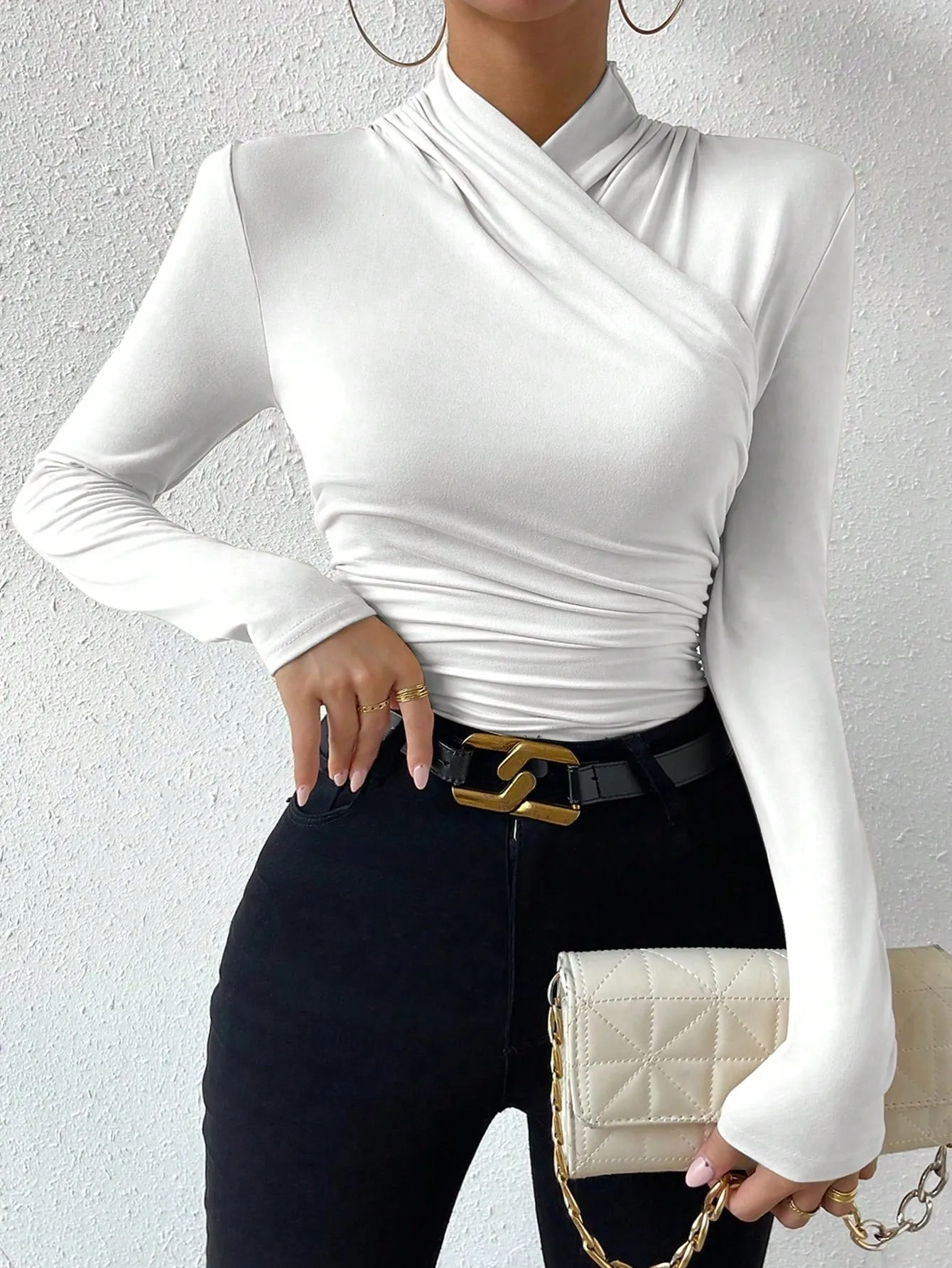 Ruched Side Wrap Top