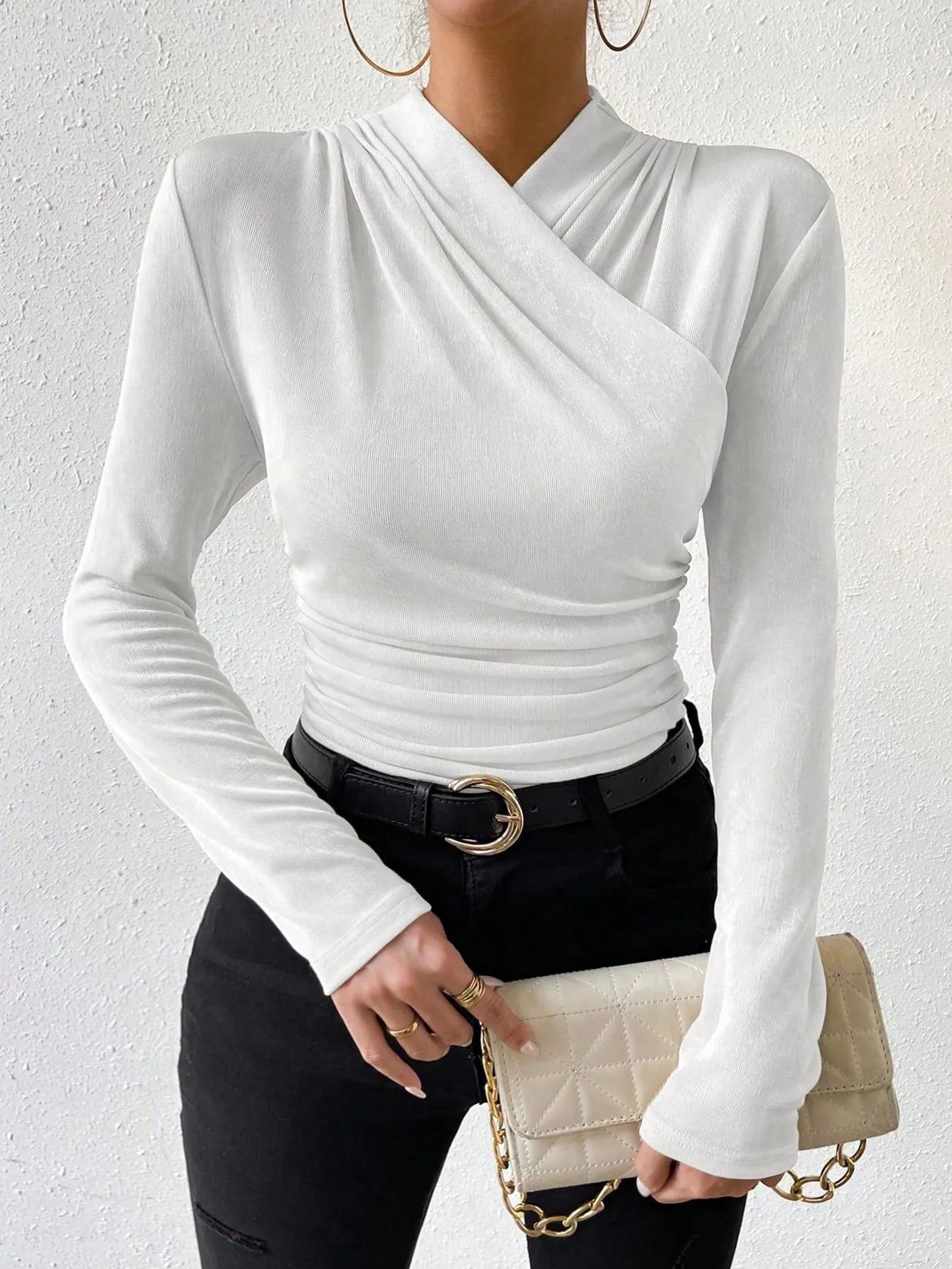 Ruched Side Wrap Top