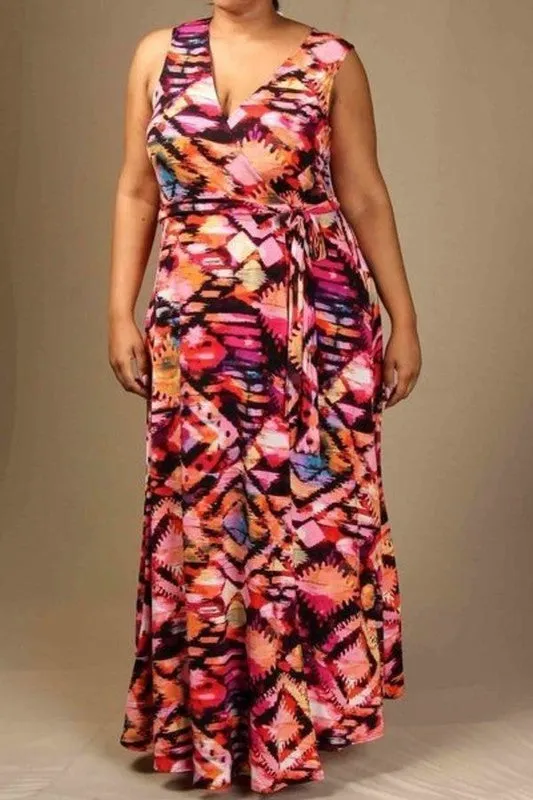 Sleeveless Wrap Maxi Dress