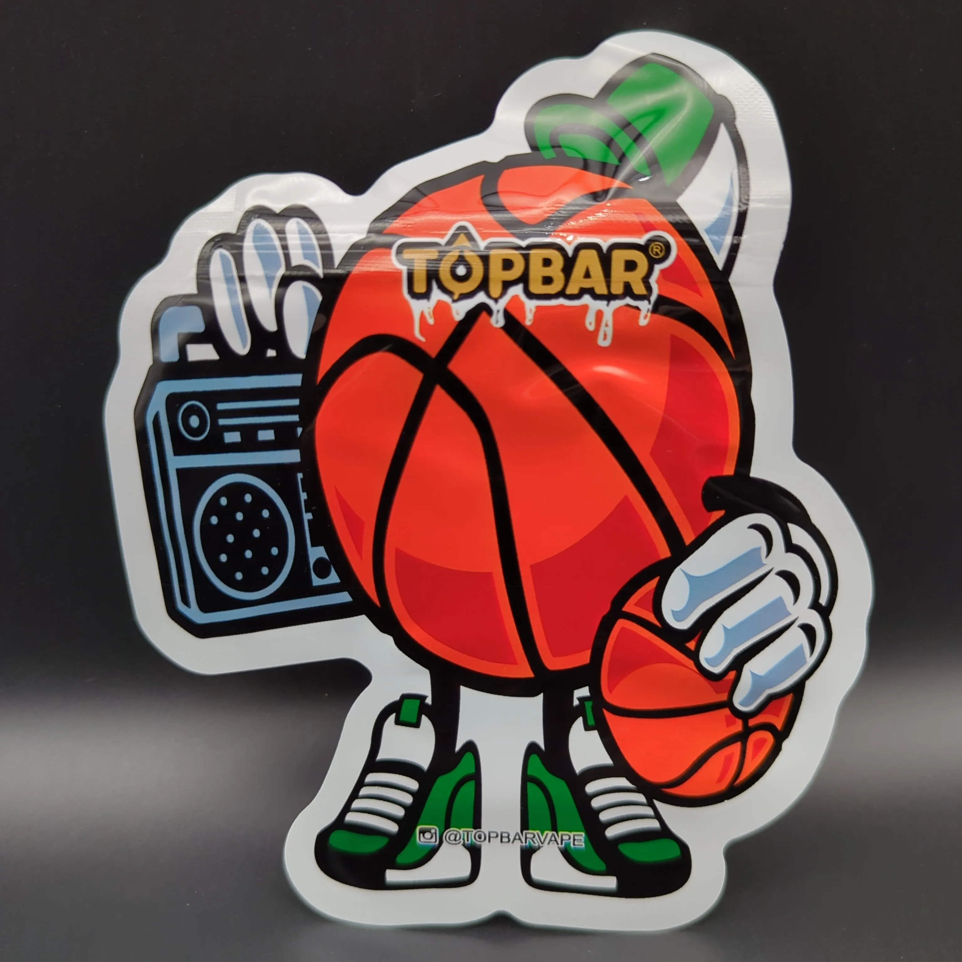 Top Bar 3.5g Basketball Mylar Bags Die Cut