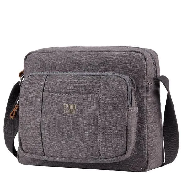 Troop London Organic Cotton Across Body Bag  | Charcoal