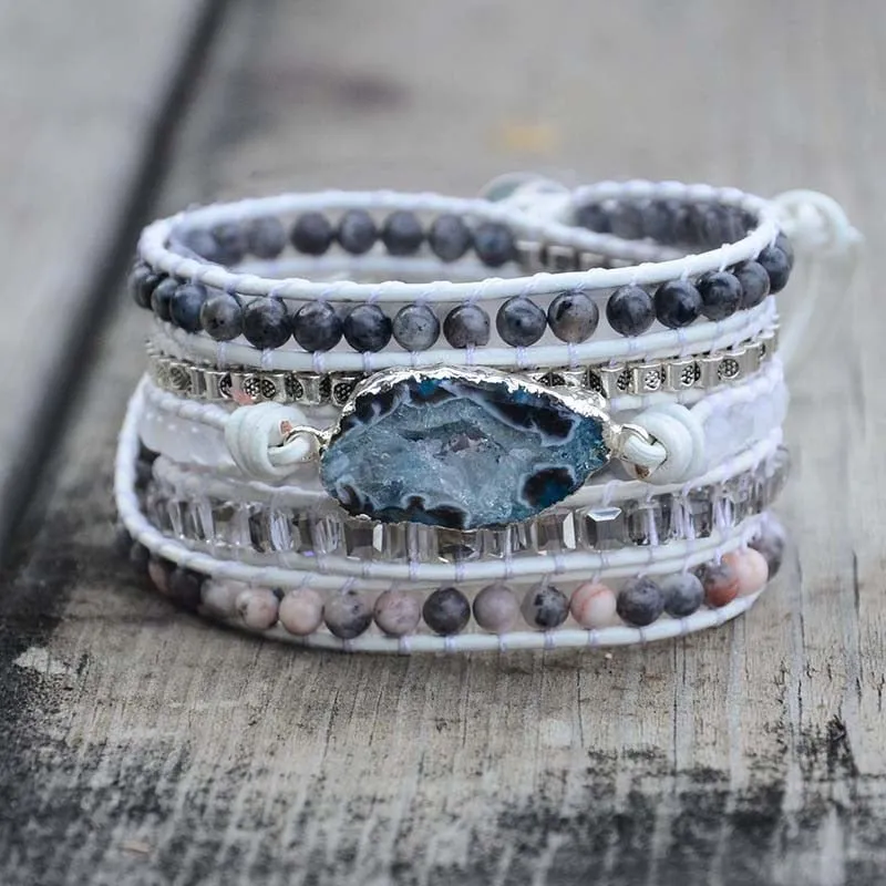 White Labradorite Wrap Bracelet