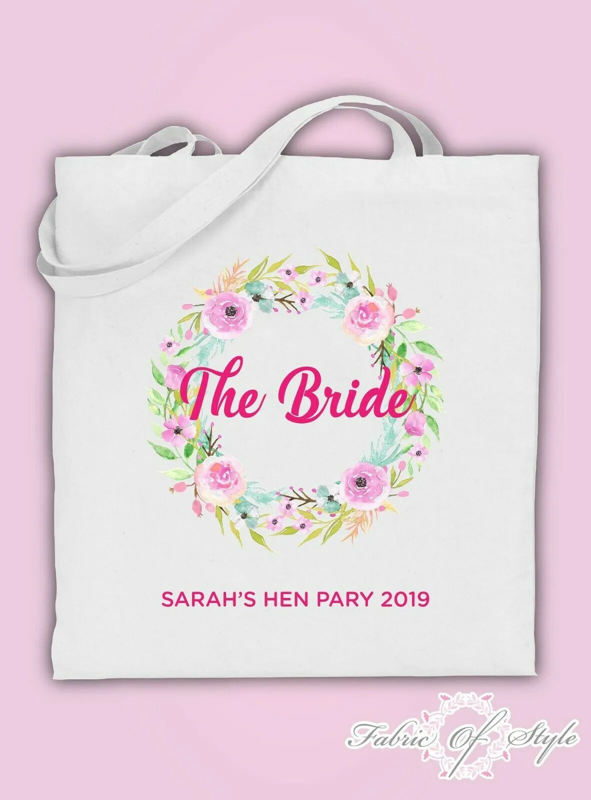 Wreath Personalised Floral Hen Do Party Custom Personalised Ladies Tote Bags